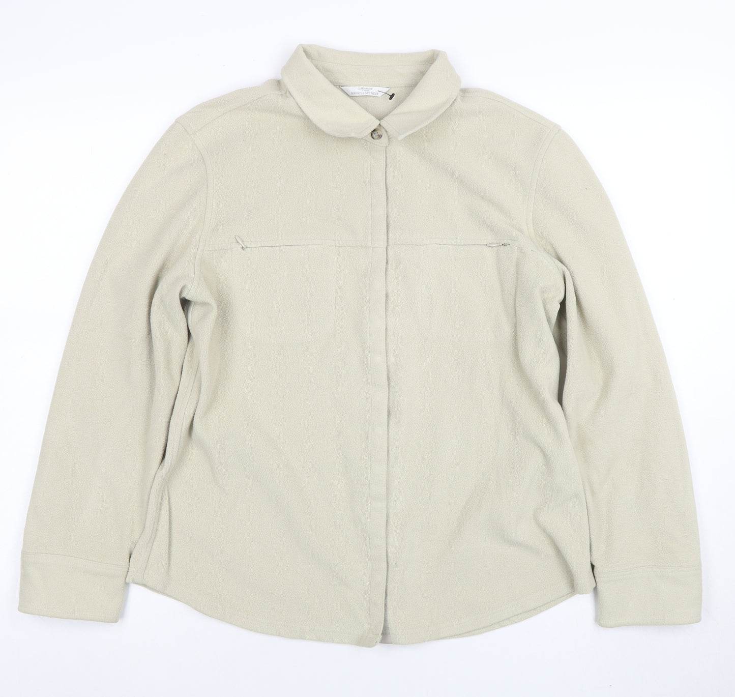 Marks and Spencer Women Beige Fleece Zip Jacket Size 14