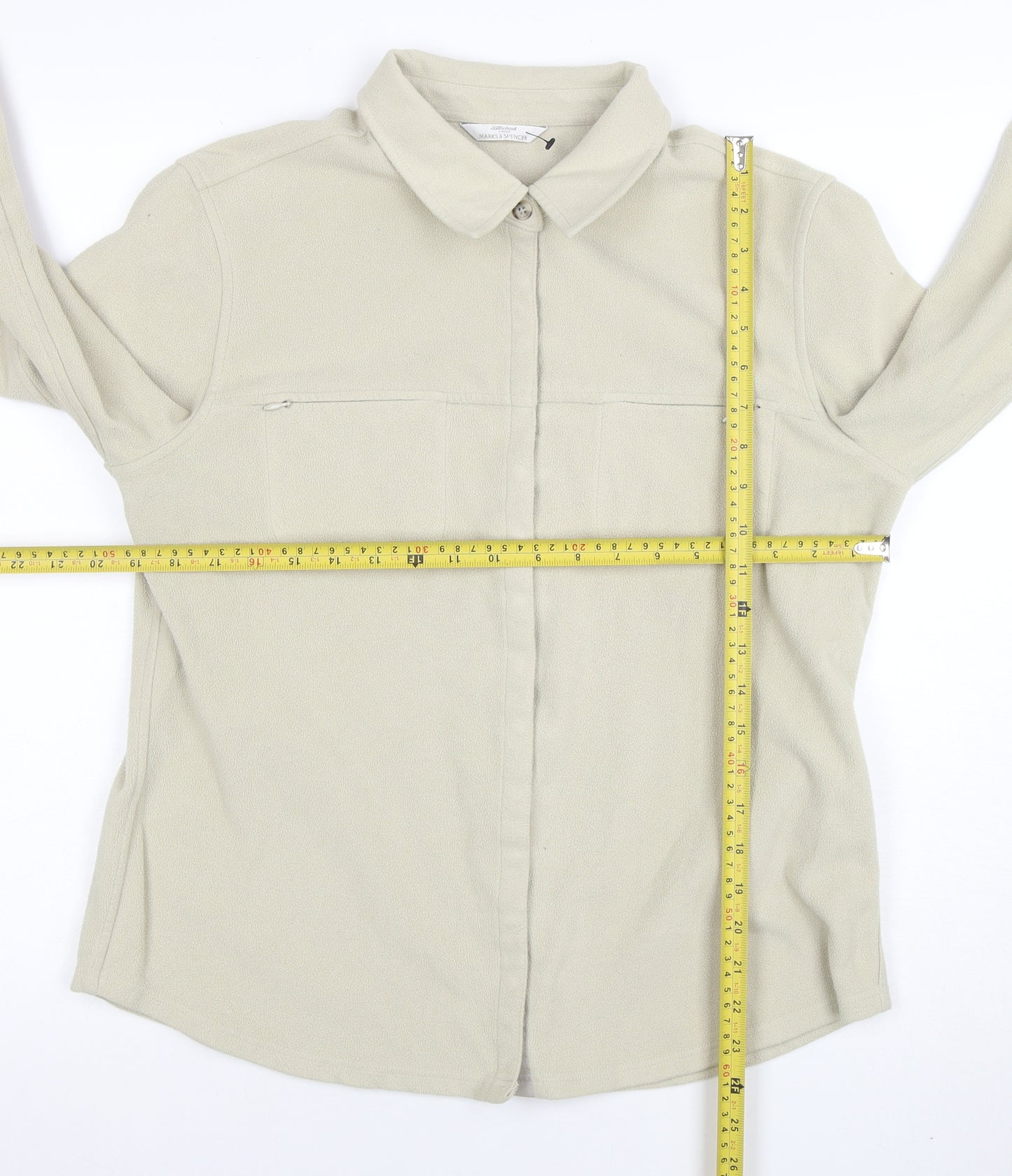 Marks and Spencer Women Beige Fleece Zip Jacket Size 14