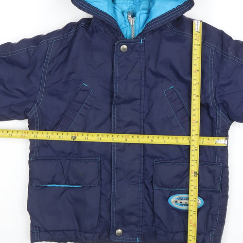 Mothercare Boys Blue Hooded Puffer Jacket 2-3 Years Waterproof Lined Coat