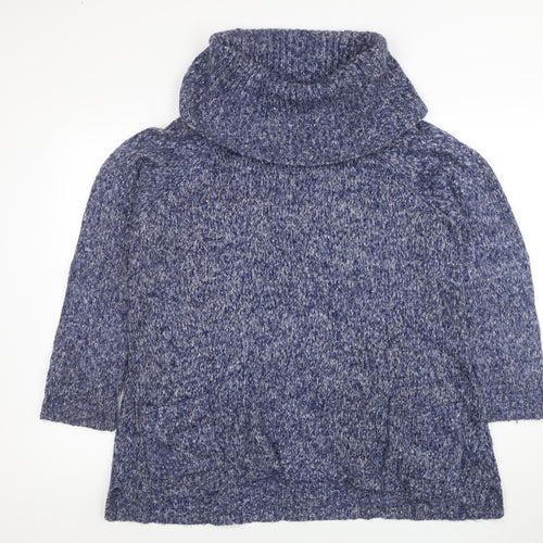 Marks and Spencer Women’s Blue Chunky Roll Neck Wool Jumper Size 18