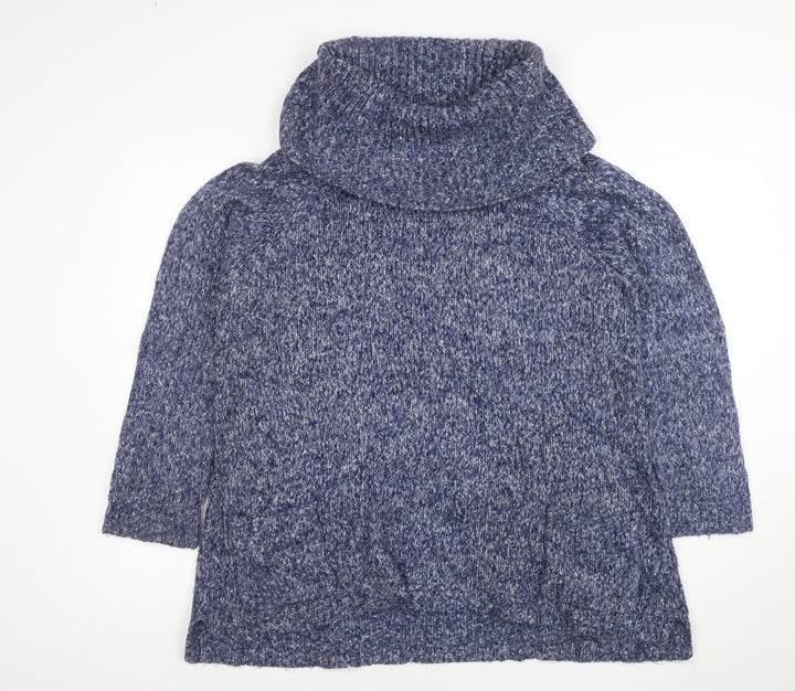 Marks and Spencer Women’s Blue Chunky Roll Neck Wool Jumper Size 18