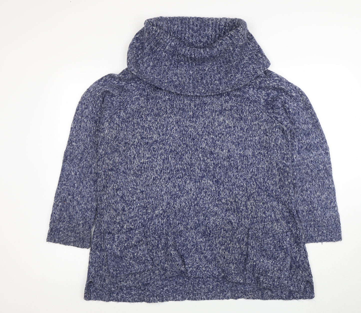 Marks and Spencer Women’s Blue Chunky Roll Neck Wool Jumper Size 18