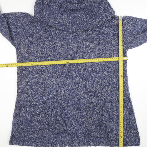 Marks and Spencer Women’s Blue Chunky Roll Neck Wool Jumper Size 18