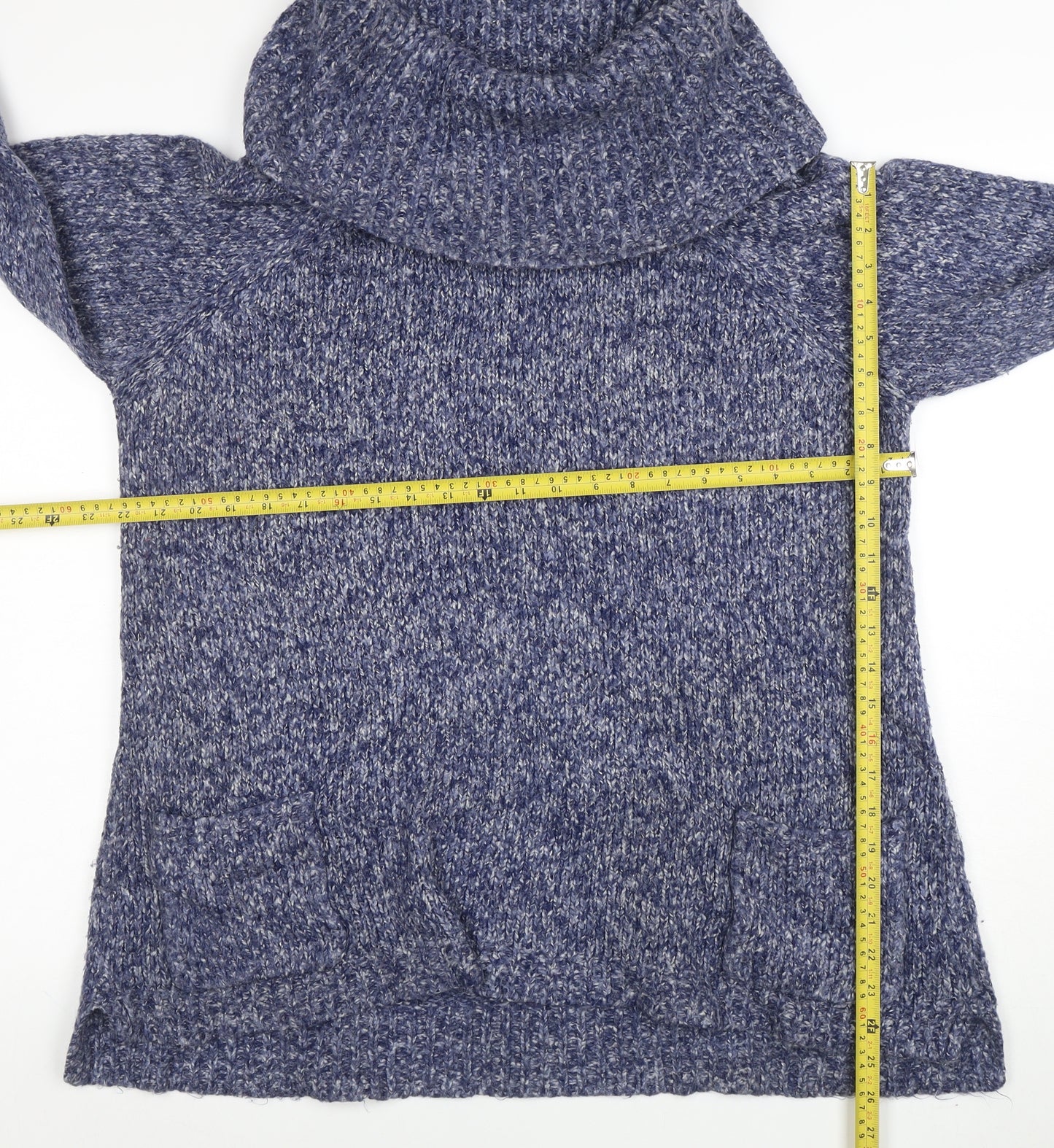Marks and Spencer Women’s Blue Chunky Roll Neck Wool Jumper Size 18