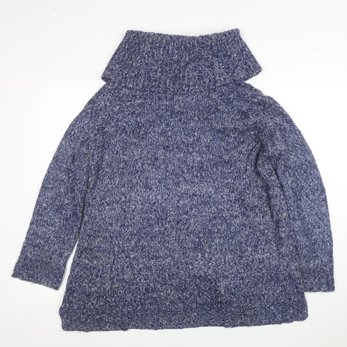 Marks and Spencer Women’s Blue Chunky Roll Neck Wool Jumper Size 18