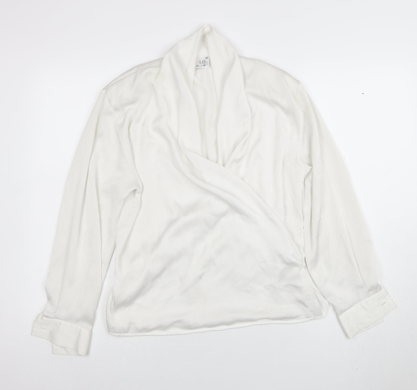 Gold by Michael H Women’s White Wrap Blouse Size 14 Long Sleeve
