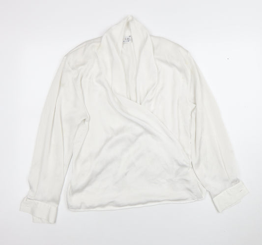 Gold by Michael H Women’s White Wrap Blouse Size 14 Long Sleeve