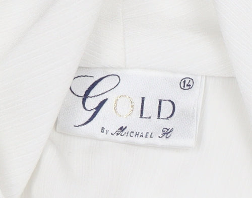 Gold by Michael H Women’s White Wrap Blouse Size 14 Long Sleeve
