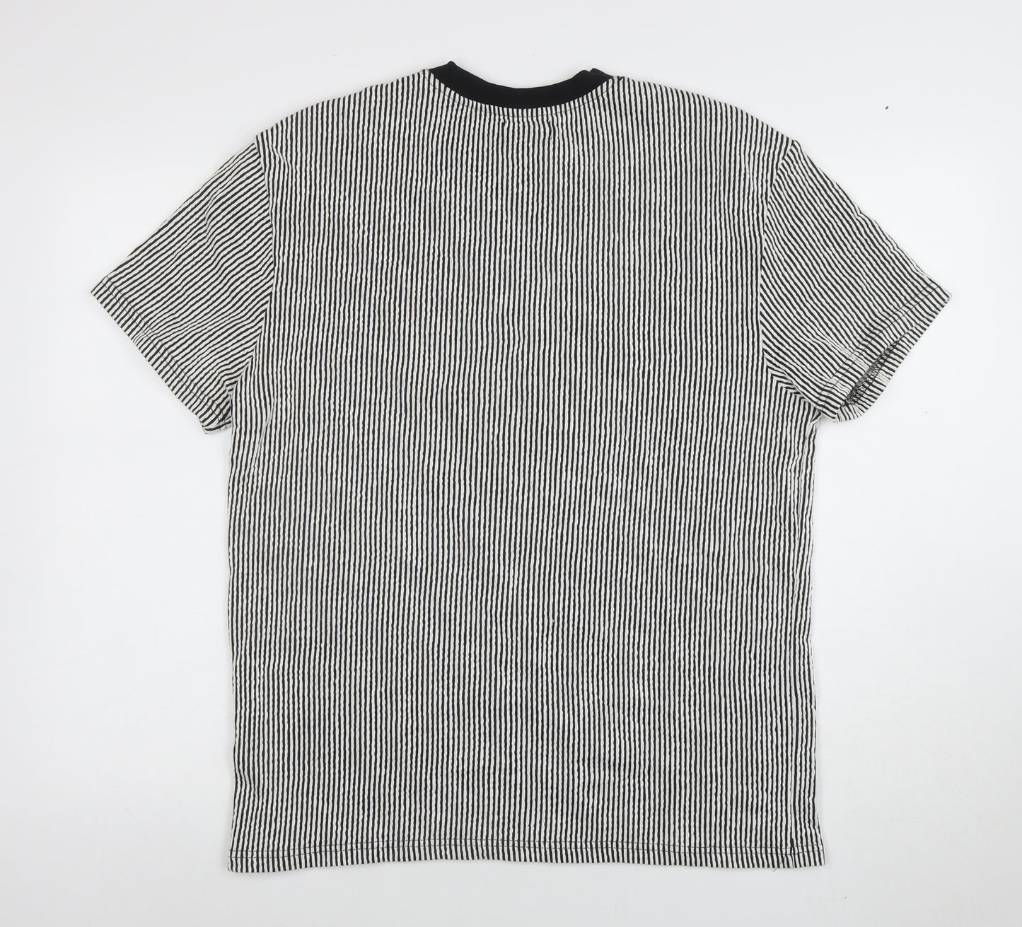 Primark Men's Grey Striped Short Sleeve Crew Neck T-Shirt Size M