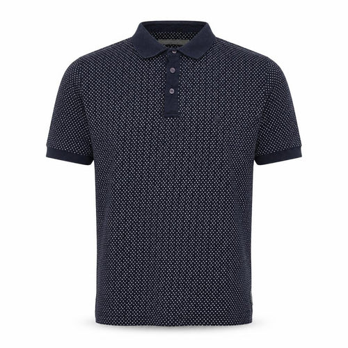 French Connection Men's Navy Polka Dot Cotton Polo Shirt Size L