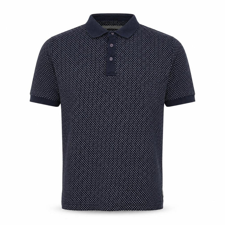 French Connection Men's Navy Polka Dot Cotton Polo Shirt Size L