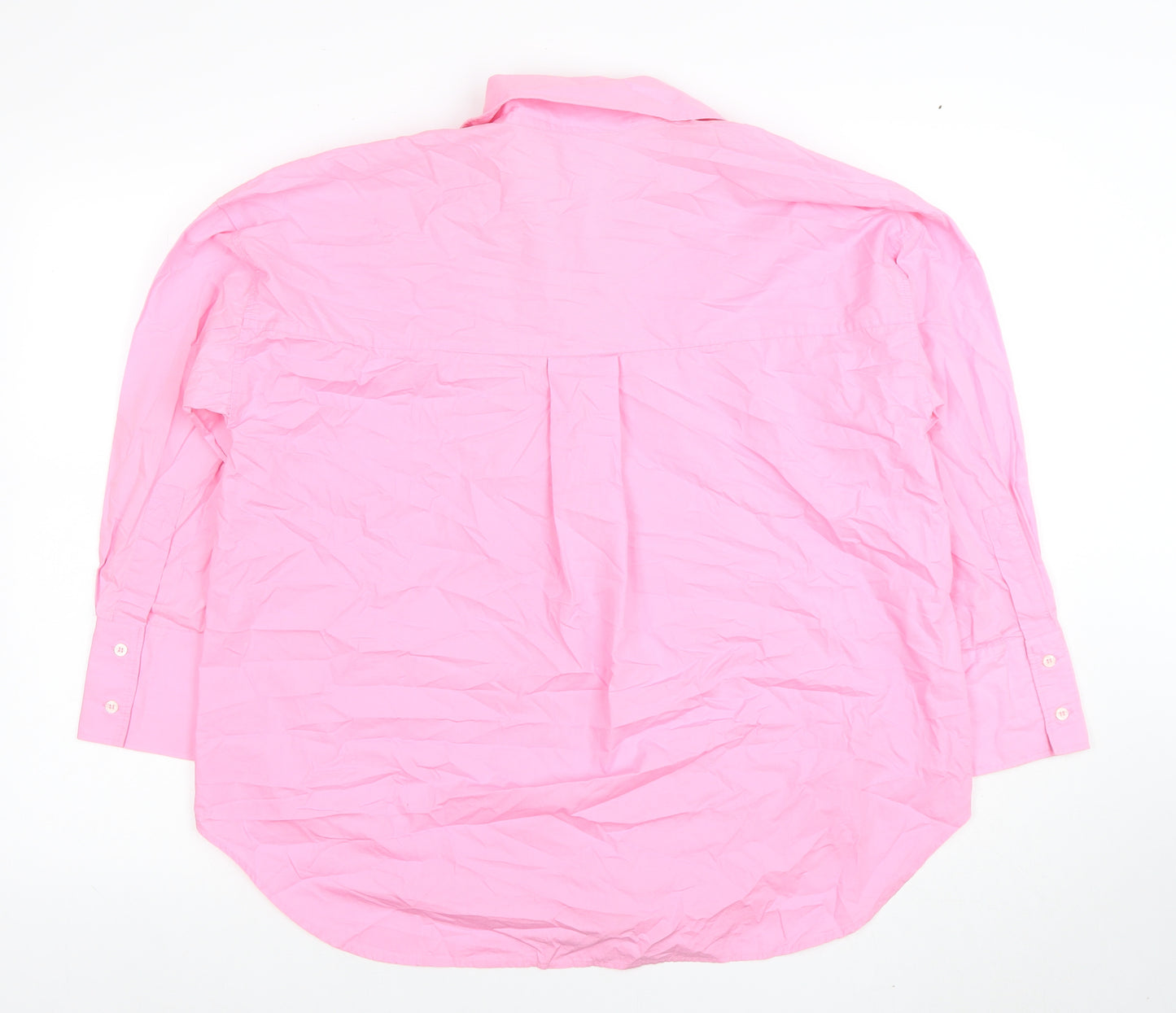 ZARA Women's Pink 100% Cotton Long Sleeve Button-Up Shirt Size S