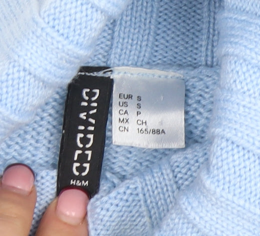 H&M Divided Women Blue Roll Neck Knit Jumper Size 10