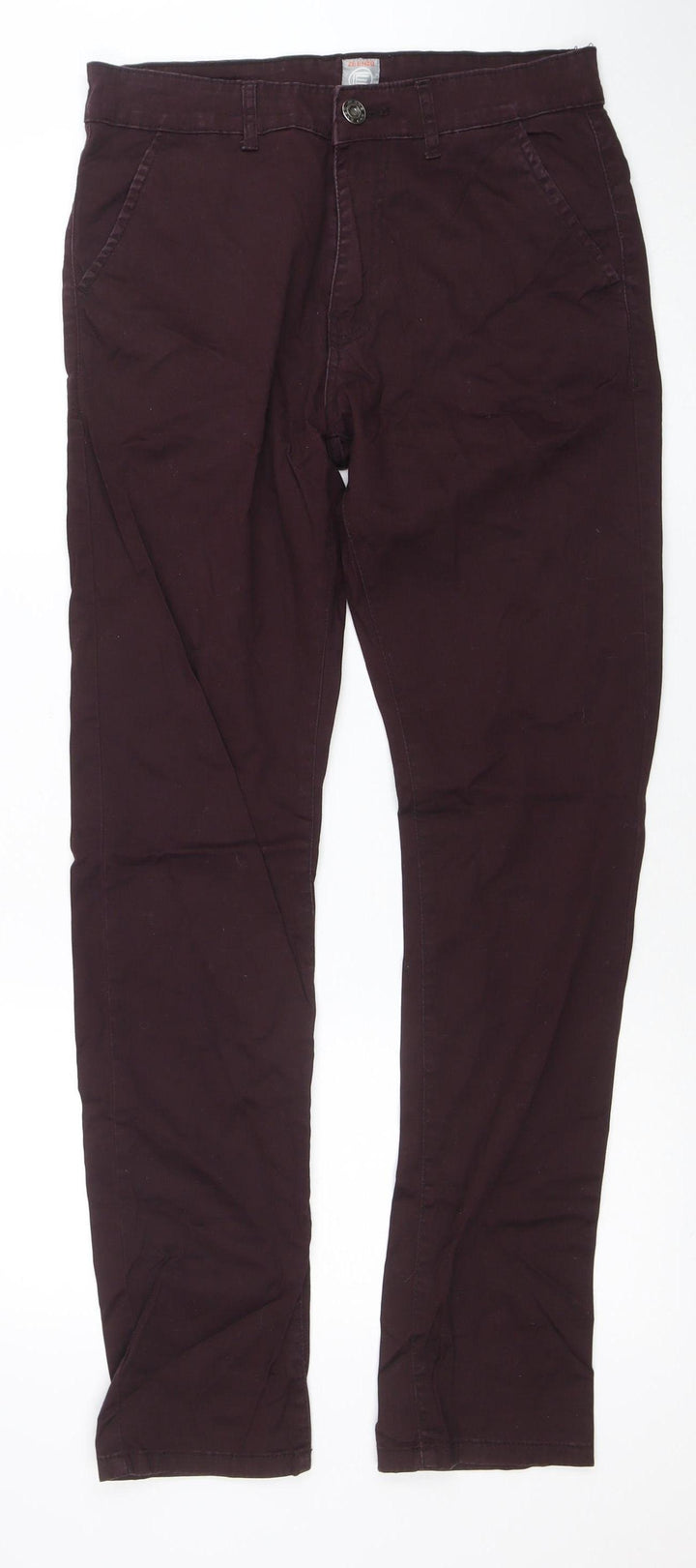Zeenzo Men's Brown 32R Straight Fit Stretch Jeans