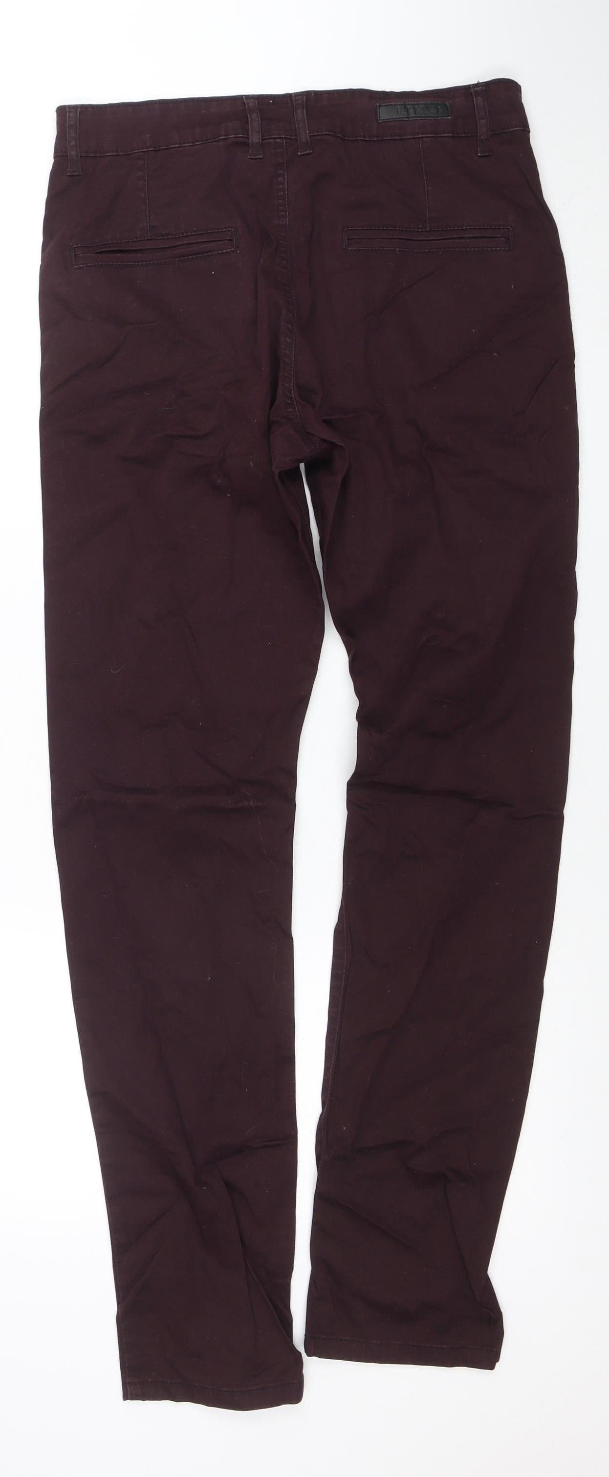 Zeenzo Men's Brown 32R Straight Fit Stretch Jeans