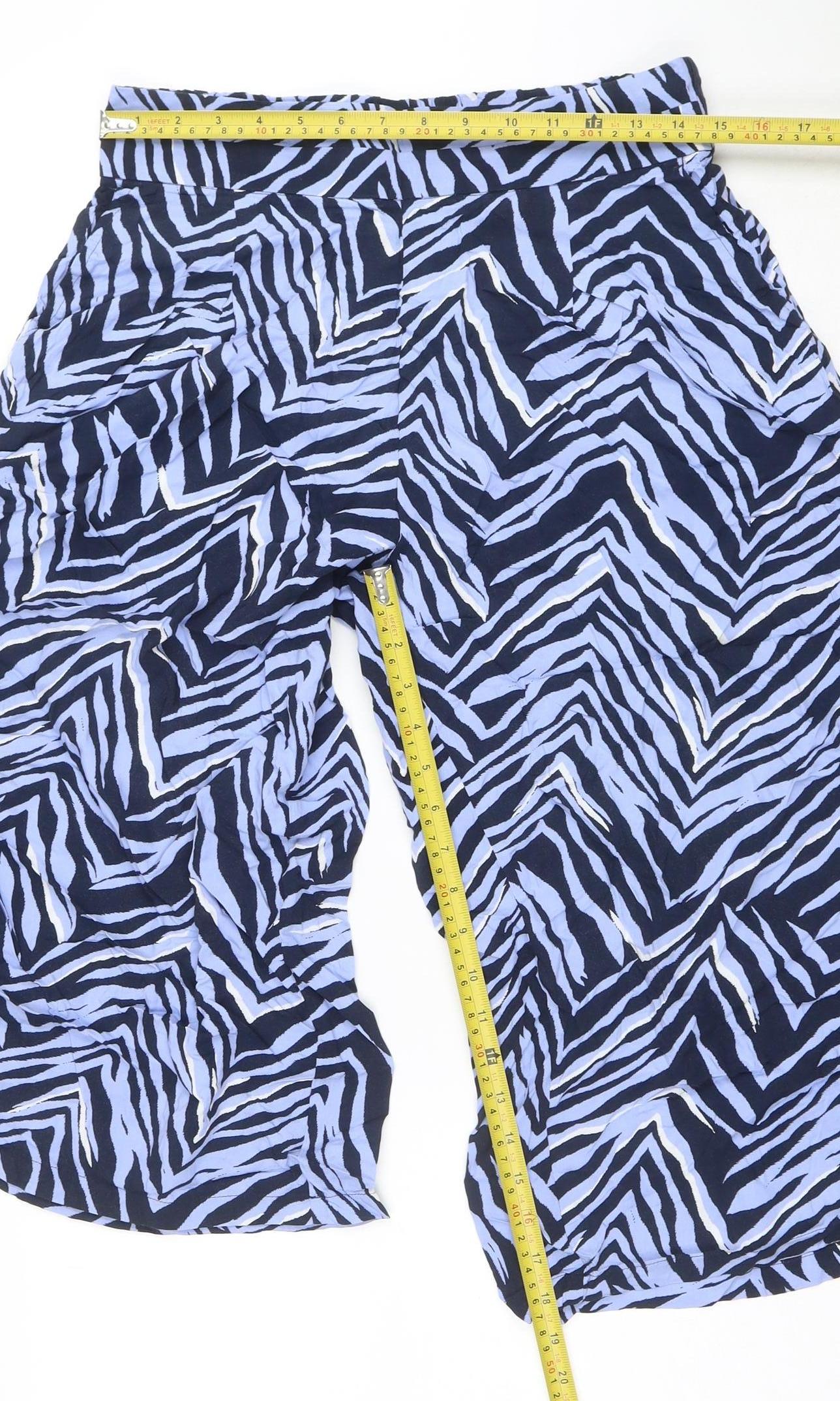 Marks and Spencer Women’s Blue Animal Print Cropped Trousers Size 10