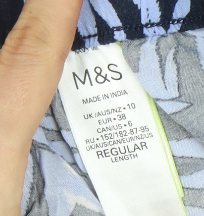Marks and Spencer Women’s Blue Animal Print Cropped Trousers Size 10