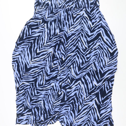 Marks and Spencer Women’s Blue Animal Print Wide-Leg Viscose Trousers Size 10