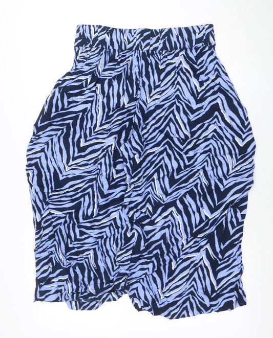 Marks and Spencer Women’s Blue Animal Print Wide-Leg Viscose Trousers Size 10
