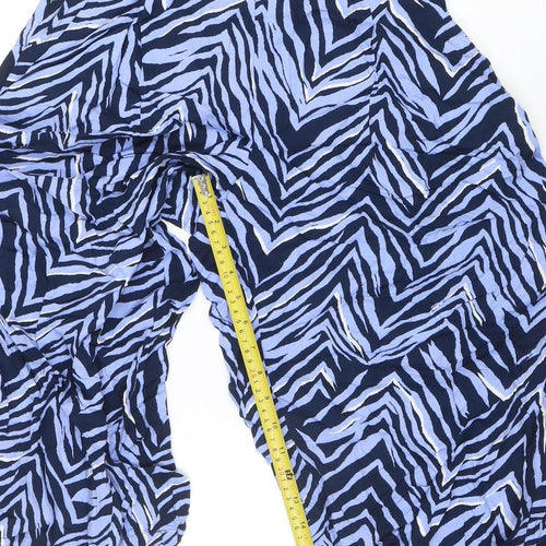 Marks and Spencer Women’s Blue Animal Print Wide-Leg Viscose Trousers Size 10