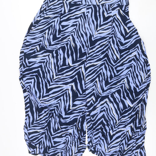 Marks and Spencer Women’s Blue Animal Print Wide-Leg Viscose Trousers Size 10