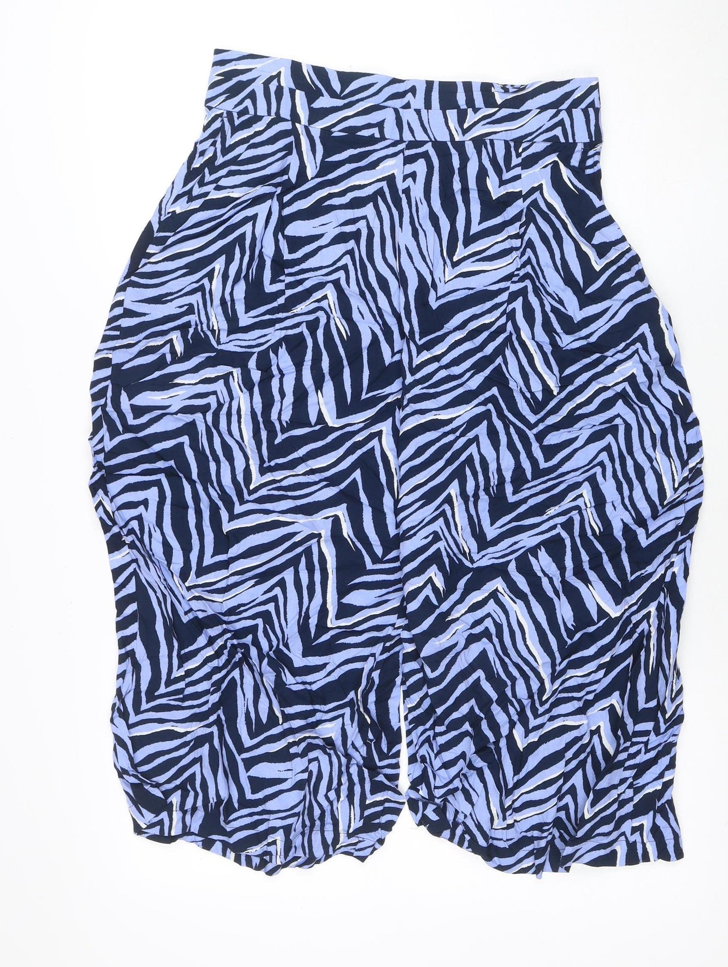 Marks and Spencer Women’s Blue Animal Print Wide-Leg Viscose Trousers Size 10