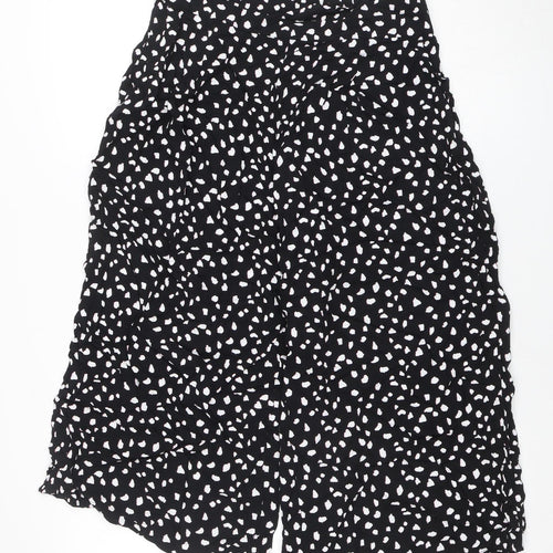 Marks and Spencer Womens Black White Polka Dot Viscose Wide-Leg Trousers Size 10