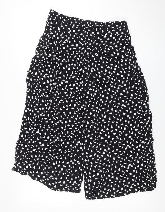 Marks and Spencer Womens Black White Polka Dot Viscose Wide-Leg Trousers Size 10