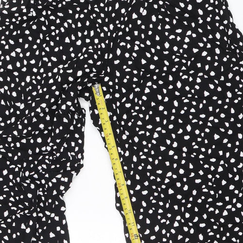 Marks and Spencer Womens Black White Polka Dot Viscose Wide-Leg Trousers Size 10