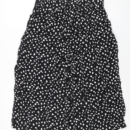 Marks and Spencer Womens Black White Polka Dot Viscose Wide-Leg Trousers Size 10