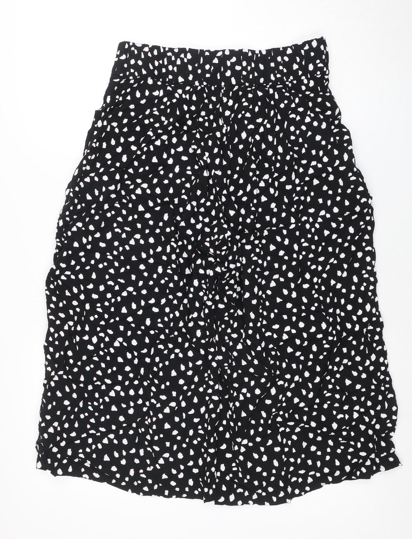 Marks and Spencer Womens Black White Polka Dot Viscose Wide-Leg Trousers Size 10