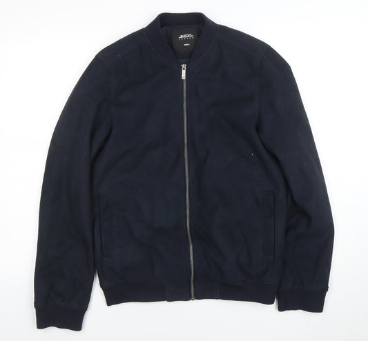 Burton Menswear London Men's Blue Small Bomber Jacket Zip Casual