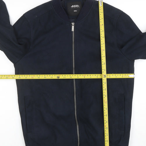 Burton Menswear London Men's Blue Small Bomber Jacket Zip Casual