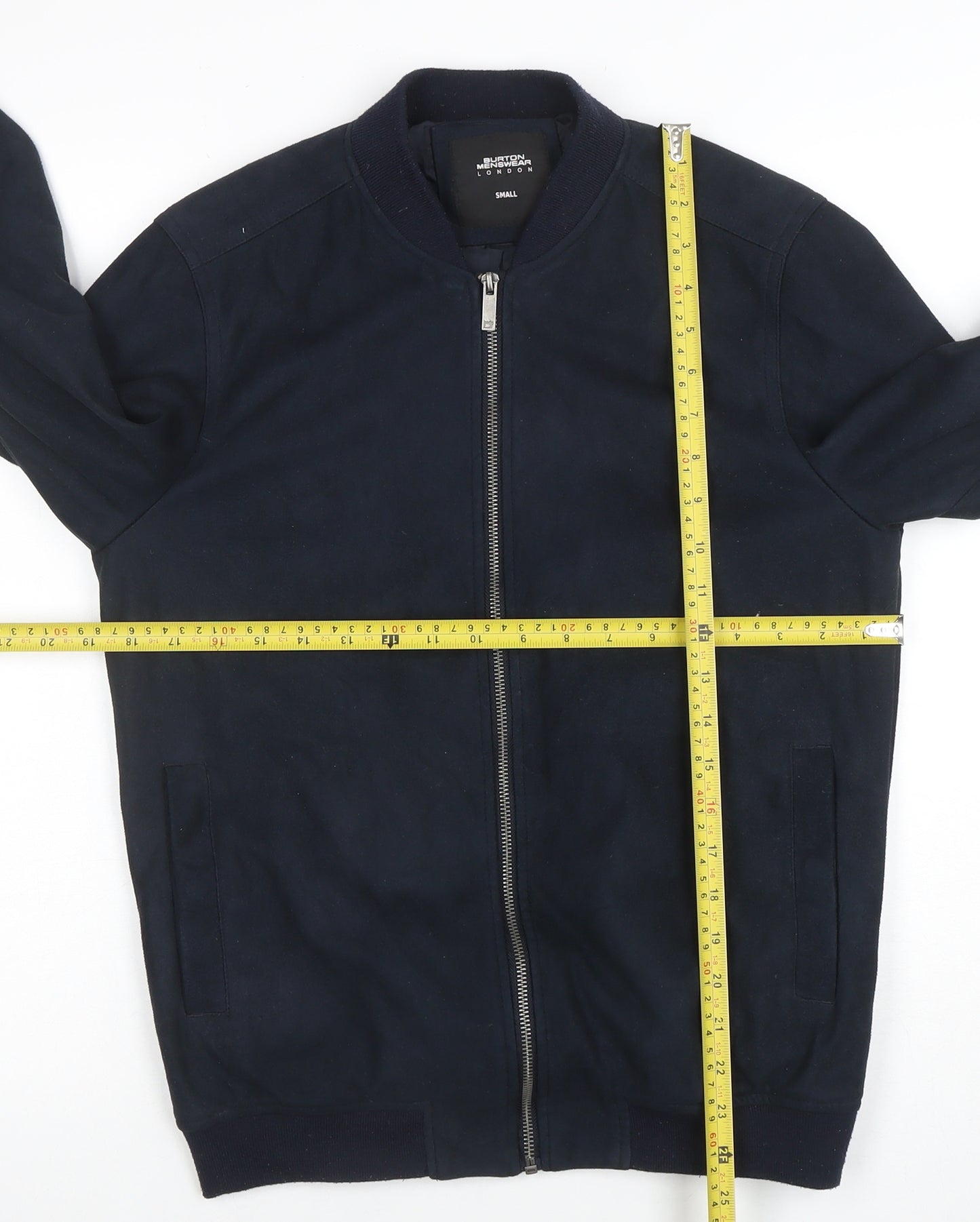 Burton Menswear London Men's Blue Small Bomber Jacket Zip Casual