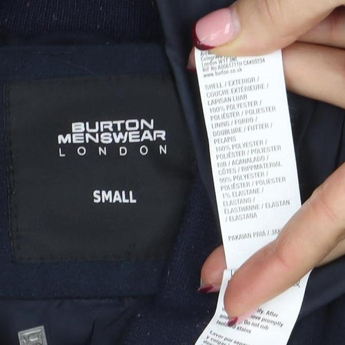Burton Menswear London Men's Blue Small Bomber Jacket Zip Casual