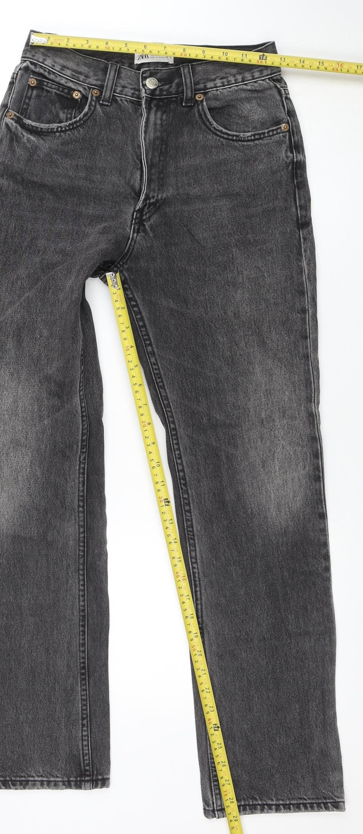 ZARA Women Grey Straight Leg Jeans Size 8 Cotton Denim