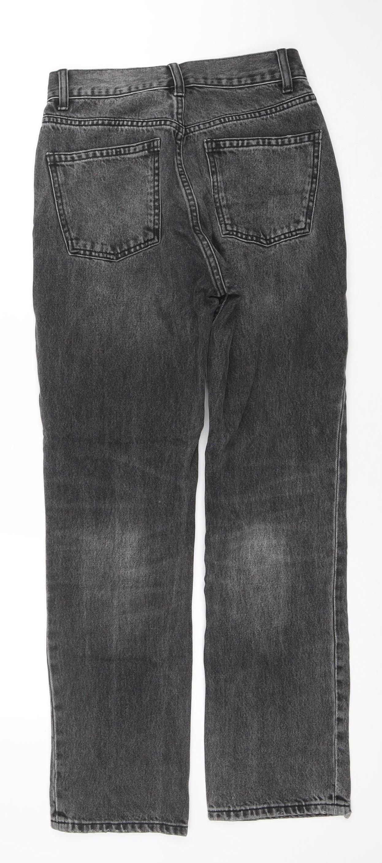 ZARA Women Grey Straight Leg Jeans Size 8 Cotton Denim