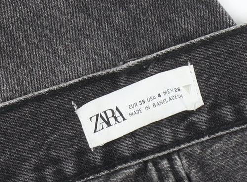 ZARA Women Grey Straight Leg Jeans Size 8 Cotton Denim