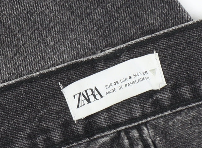 ZARA Women Grey Straight Leg Jeans Size 8 Cotton Denim