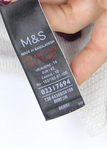 Marks and Spencer Women Berry & Cream High Neck Jumper Size 14