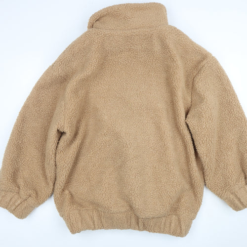 PrettyLittleThing Women Beige Fleece Bomber Jacket Size 8