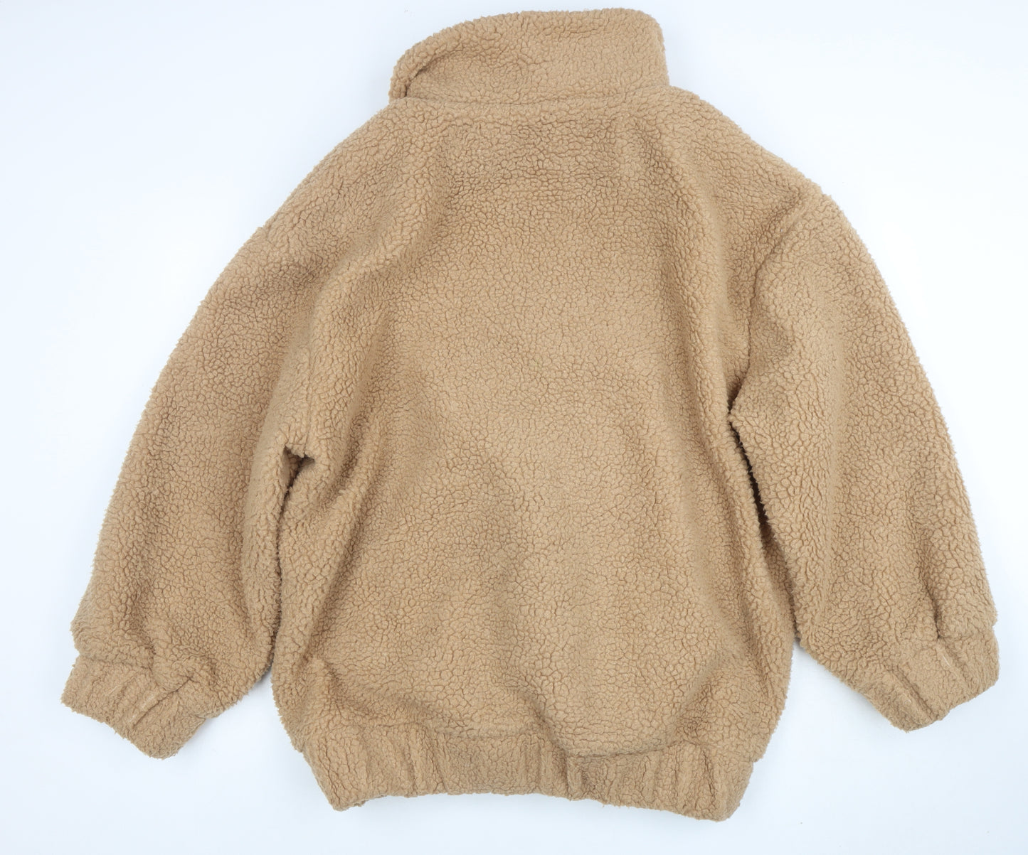 PrettyLittleThing Women Beige Fleece Bomber Jacket Size 8