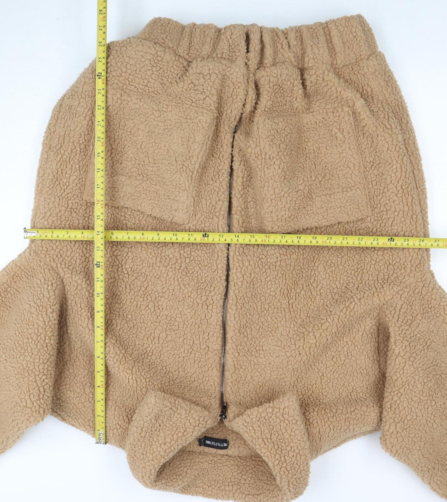 PrettyLittleThing Women Beige Fleece Bomber Jacket Size 8