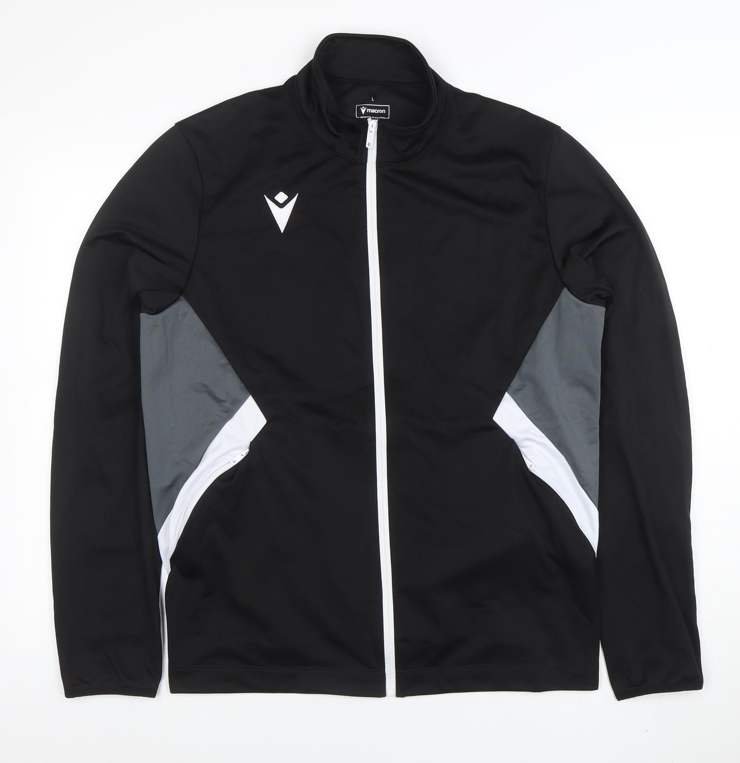 Macron Men's Black Full Zip Sports Sweatshirt L