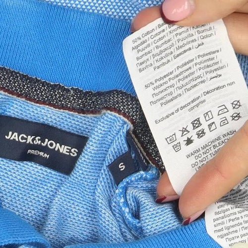 Jack & Jones Men's Blue Short Sleeve Polo Shirt Size S