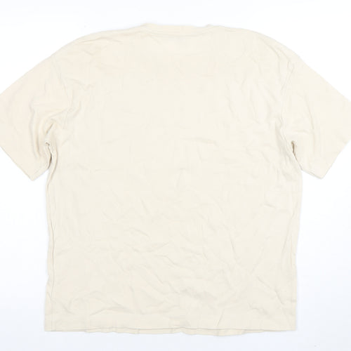 ZARA Men’s Beige Graphic Art Cotton T-Shirt Size L Regular Fit