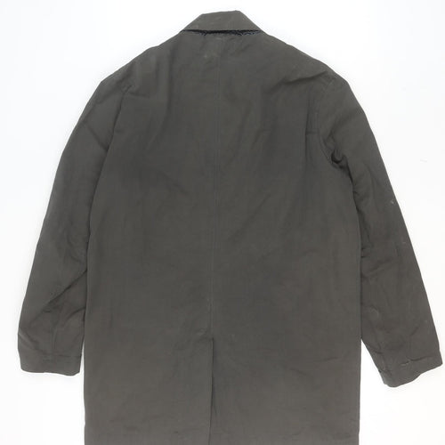 Wax London Men's Black L Cotton-Blend Mid-Length Overcoat