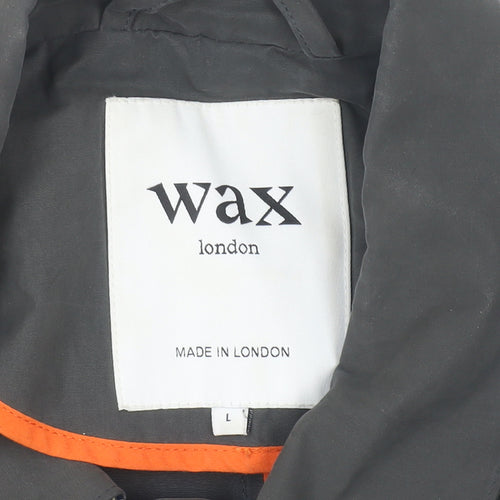 Wax London Men's Black L Cotton-Blend Mid-Length Overcoat