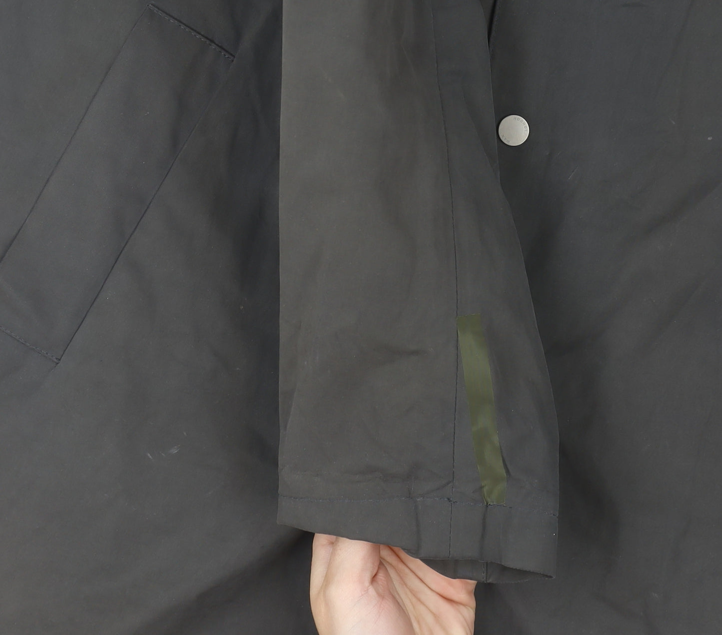 Wax London Men's Black L Cotton-Blend Mid-Length Overcoat
