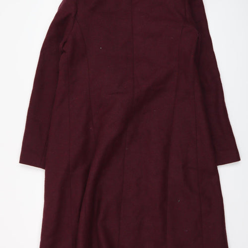 ASOS Women Burgundy Wool Blend Long Coat Size 12 Elegant Draped Style